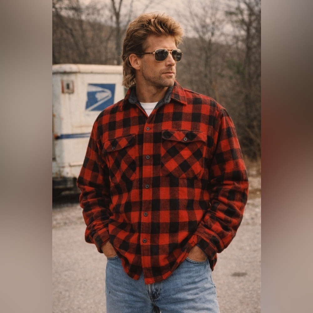 Vintage 80s Men's Buffalo Plaid Wool Hunting Shirt Jacket Red Black Sz M Shacket